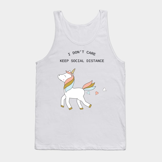 Unicorn - keep social distance - black text Tank Top by grafart